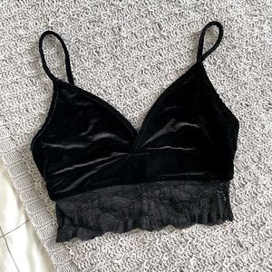 Velvet Lace Wrap Cropped Top